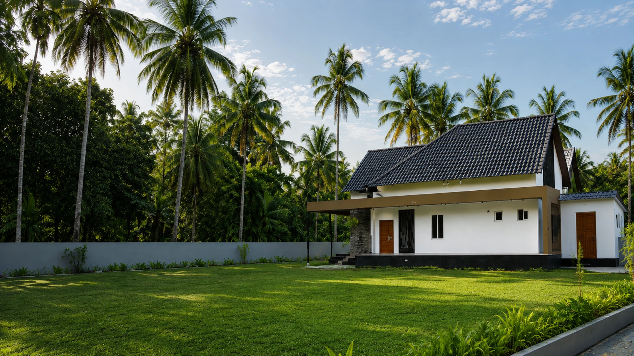 Coconut Groves event venue and lawn surrounded by palms